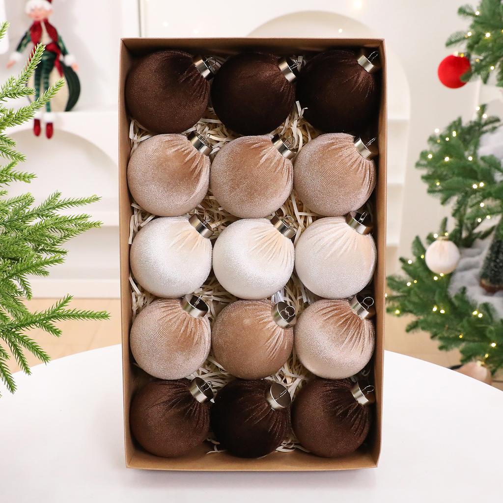 Velvet Christmas Ball Ornaments Set - 15pcs 3.15 inch Flocked Xmas Decorations Ornaments for Christmas Tree Garland Table Centerpiece Festival Decor