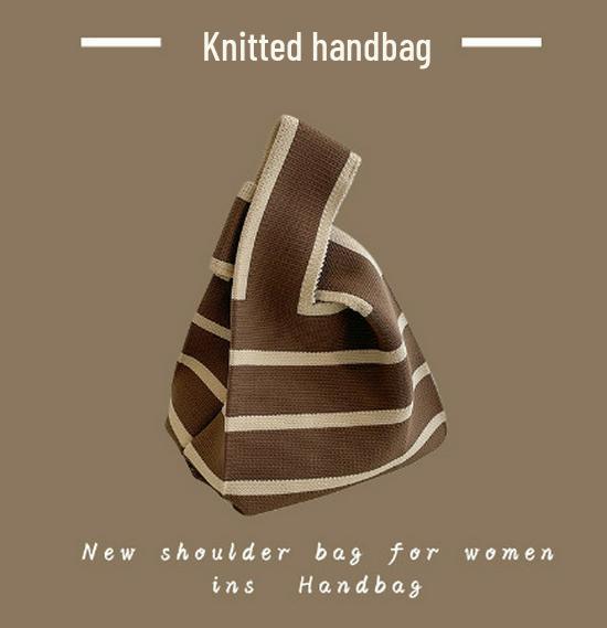 Japanese Knitted Handheld Wristlet Handbag for Stroller Pushing and Commuting