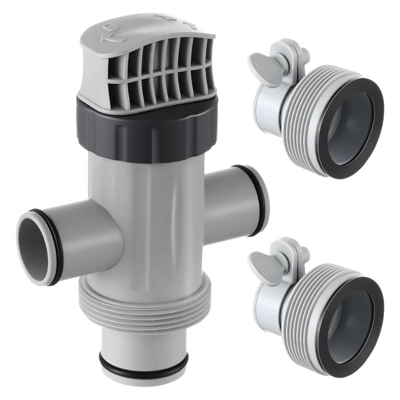 

Heavy Duty Pool Valves Assembly and Hose Conversion Set Plastic Texture Suitable for Above Ground Pools Easy Installation 1