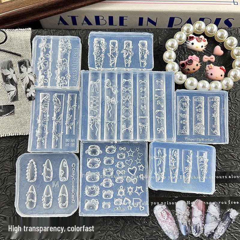 High Transparency Ice Flower Embossed Crystal Butterfly Nail Art Gel Mold