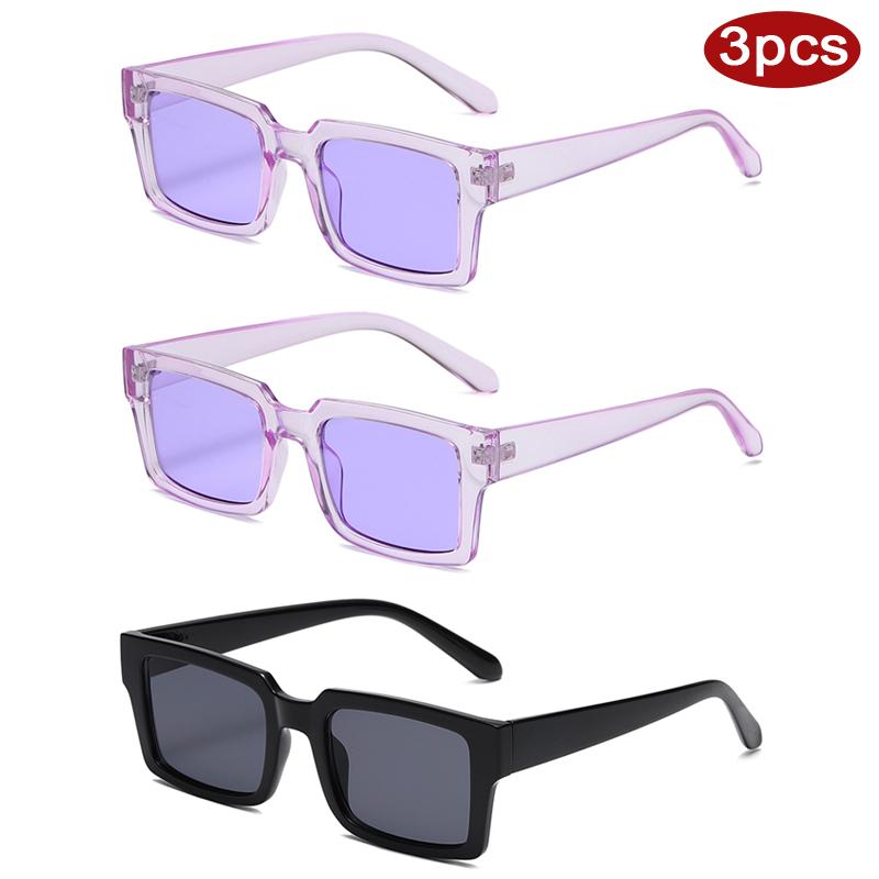 Protective Glasses 3pcs Fashion Jelly Color Square Sunglasses Women Casual Sun Glasses Women Small Frame Design Eyewear UV400
