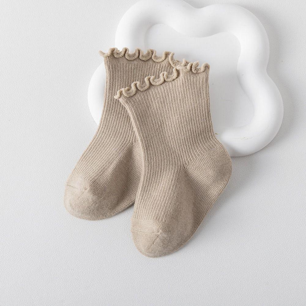 5Pairs Ruffle Baby Cotton Socks Breathable Newborn Socks Soft Toddle Short Tube Socks  Newborn