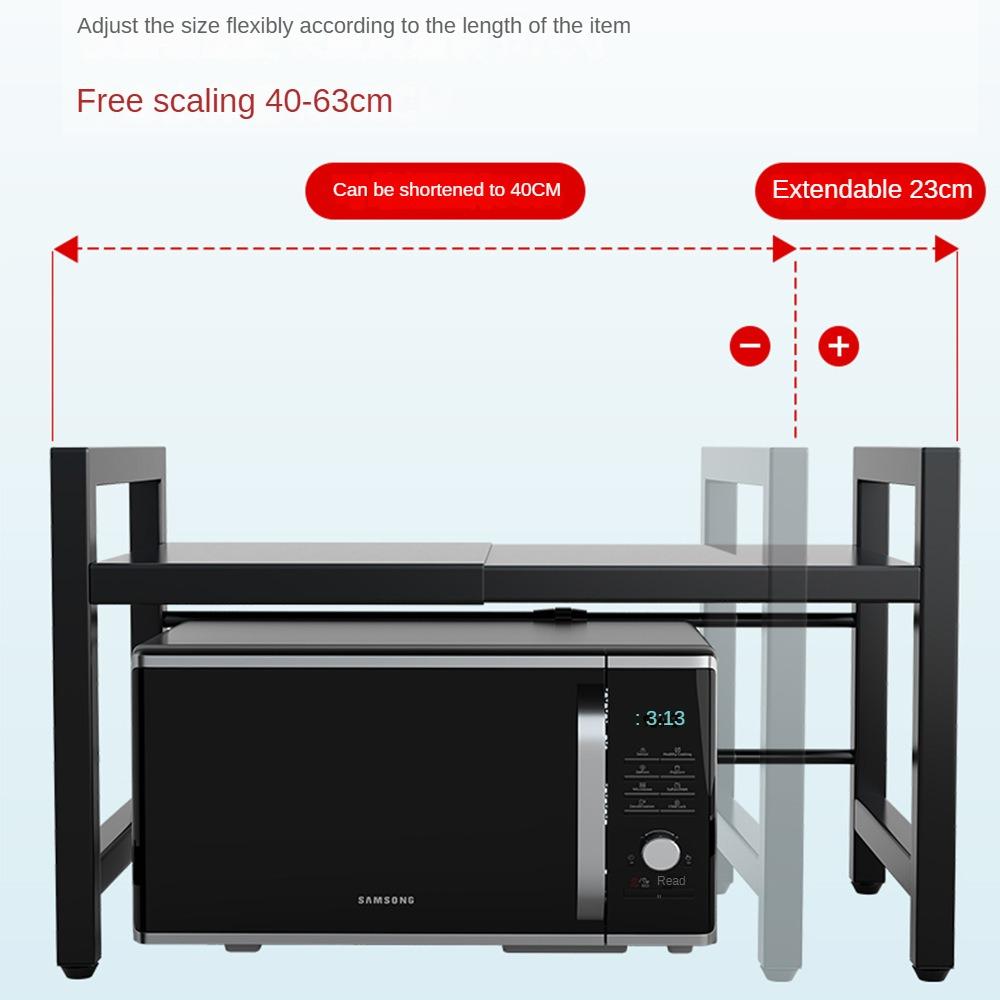 Single and Double Layered Kitchen Storage Rack with Adjustable Width No Punching Oven Microwave Oven Storage Rack