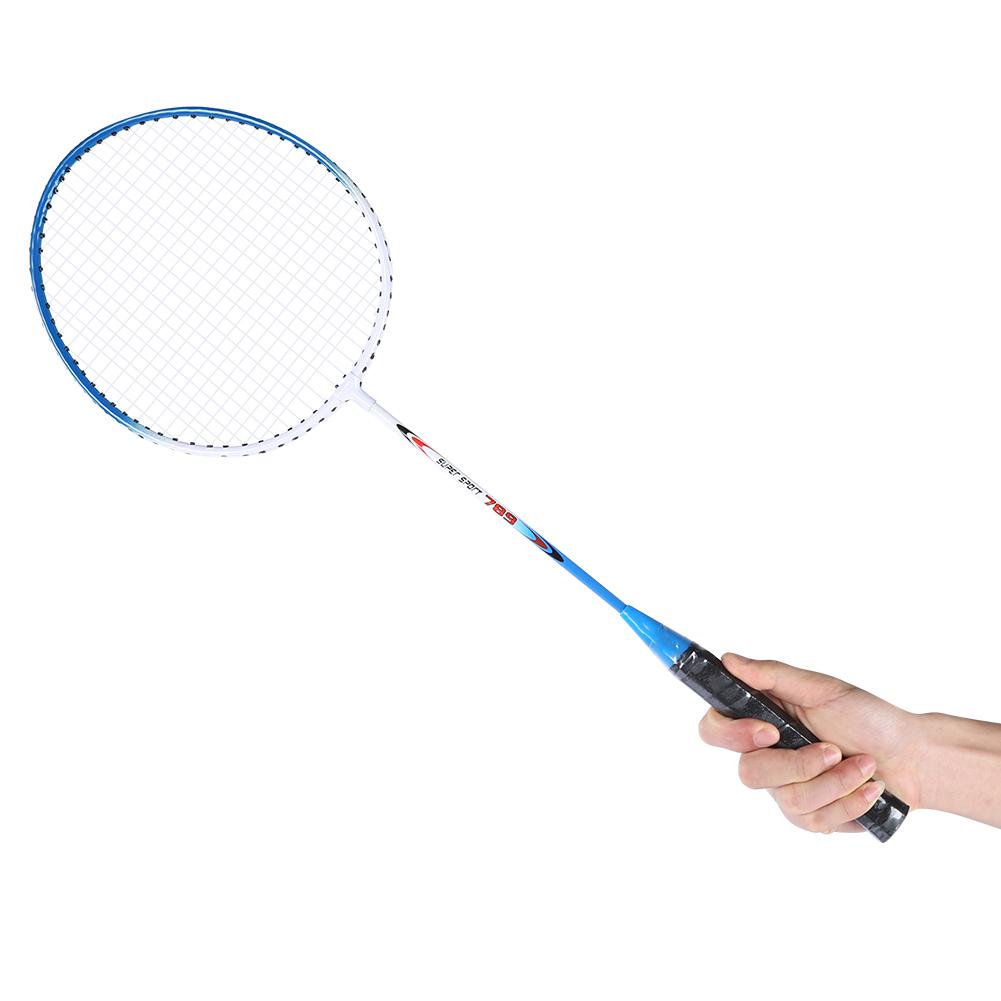 2Pcs Iron Alloy Battledore Badminton Racket Primary Training Practicing Equipment with Soft Handleblue