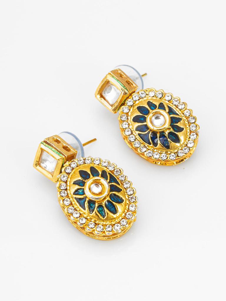 Gold-Plated Lavender Stone-Studded & Beaded Handcrafted Jewellery Set