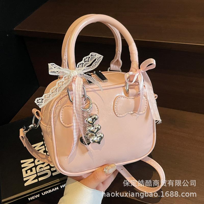 Super Fire Small Bag Women's Spring and Summer 2025 New Casual Messenger Bag Bow Versatile Women's Portable Bowling Bag
