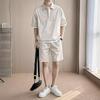 Summer Solid Color Short-sleeved Shorts Suit Men's Casual Japanese Wild Loose POLO Suit Two-piece Suit