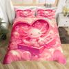 Cartoon Penguin Bedding Set Romantic Balloon Valentine's Day Comforter Cover Groovy Roses Flower Duvet Cover for Couple Lovers