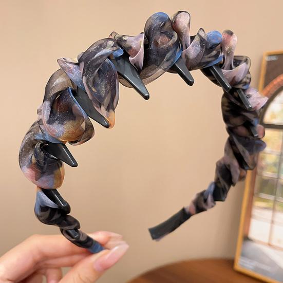 Retro High Skull Imitation Pearl Headband Anti-Slip Design Ribbon Decor Hair Hoop Retro Charm Hair Accessory