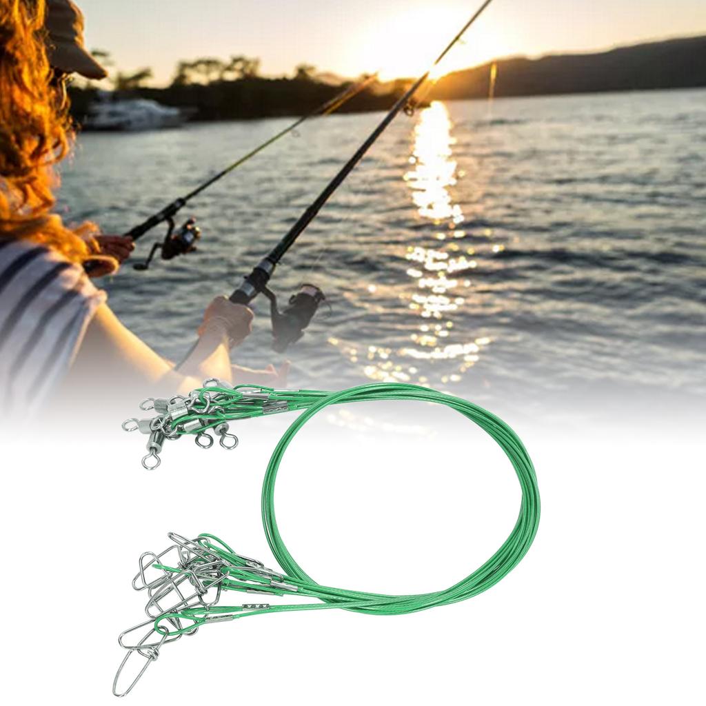 10Pcs 50cm Fishing Wire Rigs S Anti Bite Fishing Line S with Swivels Ine S