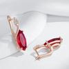 Luxury Gold Color Marquise Red Zircon Twisted Drop Dangle Earrings for Women Party Gift