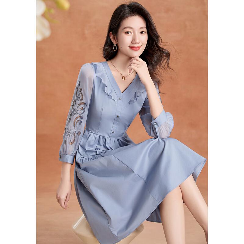 

Elegant V-Neck Hollow Out A-Line Midi Dress 2XL
