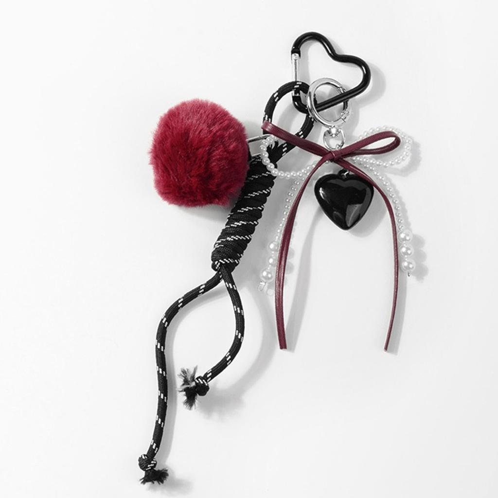 Vintage Bowknot and Heart Keychain Trendy Key Holder Stylish Bag Charm Ornament for Fashion Enthusiasts and Gift Seekers