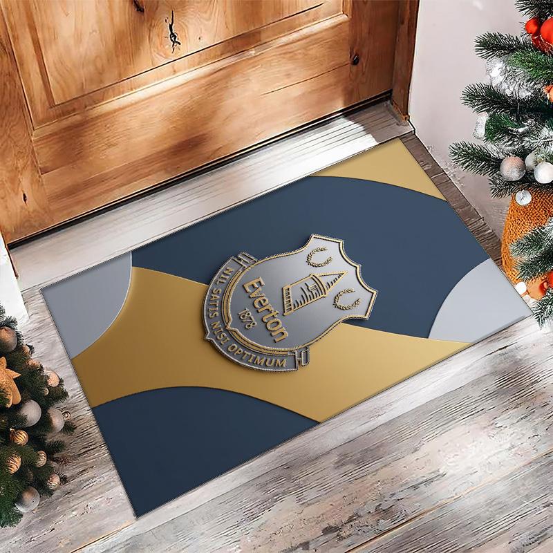 Everton Football Print Crystal Velvet Rug, Comfortable Water Absorbent Non Slip Indoor Floor Carpet
