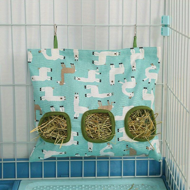 1pc Hanging Hay Feeding Bag for Rabbits and Guinea Pigs Large Capacity Hay Rack Rabbit Straw Bag