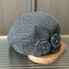 Ladies autumn and winter woolen bud hat elegant mesh flower three-dimensional stewardess hat British retro styling fashion hat