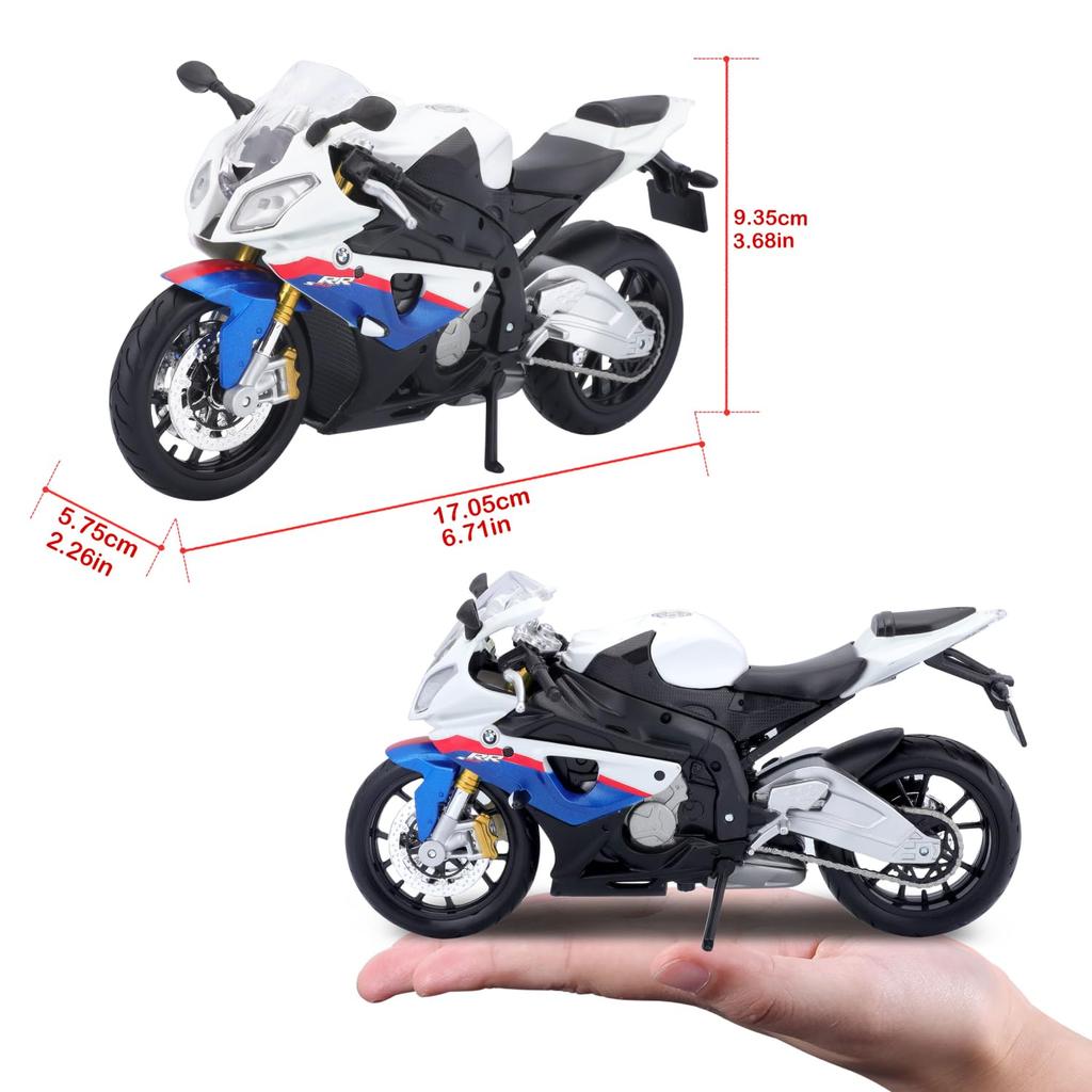Maisto 1/12 Scale BMW S1000RR White/Blue / Diecast Model Car, Motorcycle, Finished Model 10042