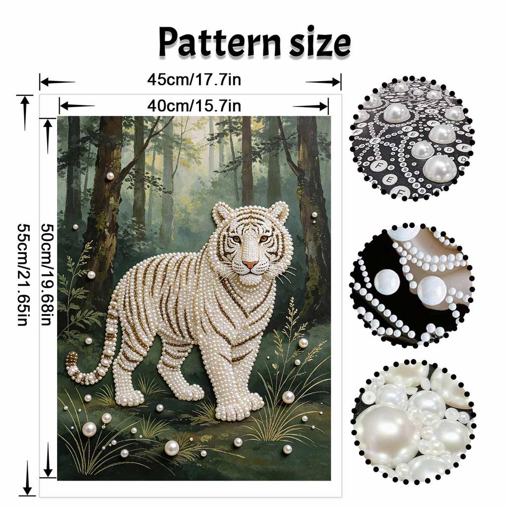 DIY Pearl Diamond Art Painting Kits for Adult and Beginners, Majestic Tiger Sparkling Painting Craft Home Wall Decor Handmade Gift