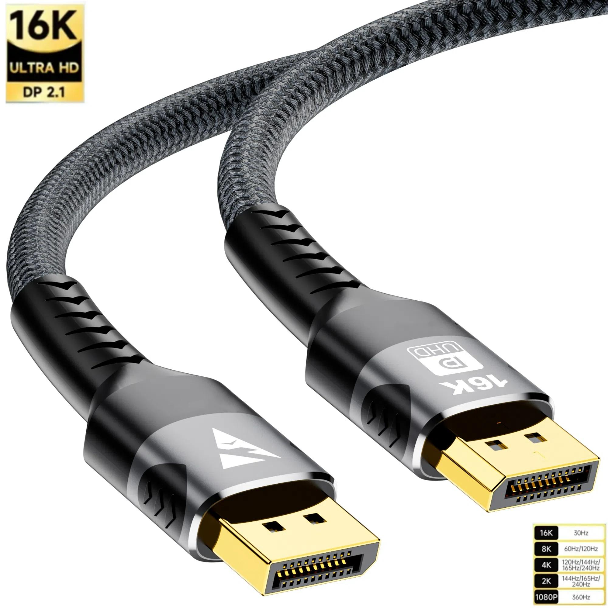 

Кабель DP 2.1 DisplayPort кабель 16K@30Hz 8K@60Hz HDR Display Port адаптер для 3080 TV видео ПК ноутбук ТВ игровой монитор 2m Length
