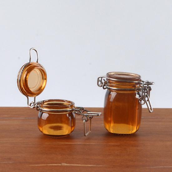 2 Pcs Miniature Storage Jars Doll House Mini Transparent Jar with Lid