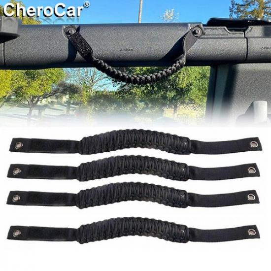 For Ford Bronco -2025 Roll Bar Paracord Grab Handles Grip Handles Black 4pcs