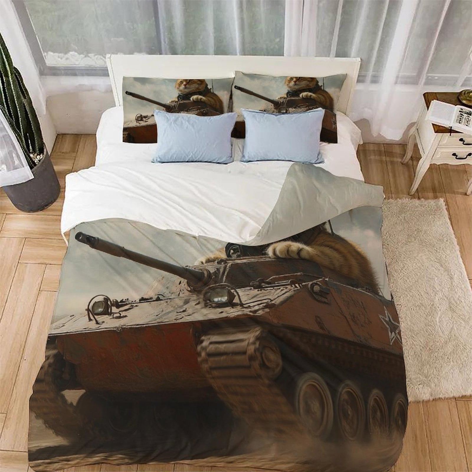 

Comforter Tank Printed Bedding Set Suitable Childrens Kids And Adults Warm Soft Breathable And Comfortable Comforter (quilt)-EU Single(135*200cm)3pcs