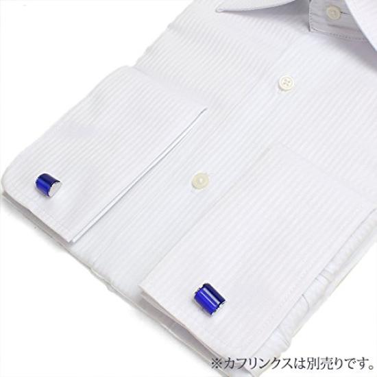 Code dress shirt A cool shirt for both business and casual wear Long sleeves Various sizes Regular 03 White jacquard stripe Wide collar 2002 Neck