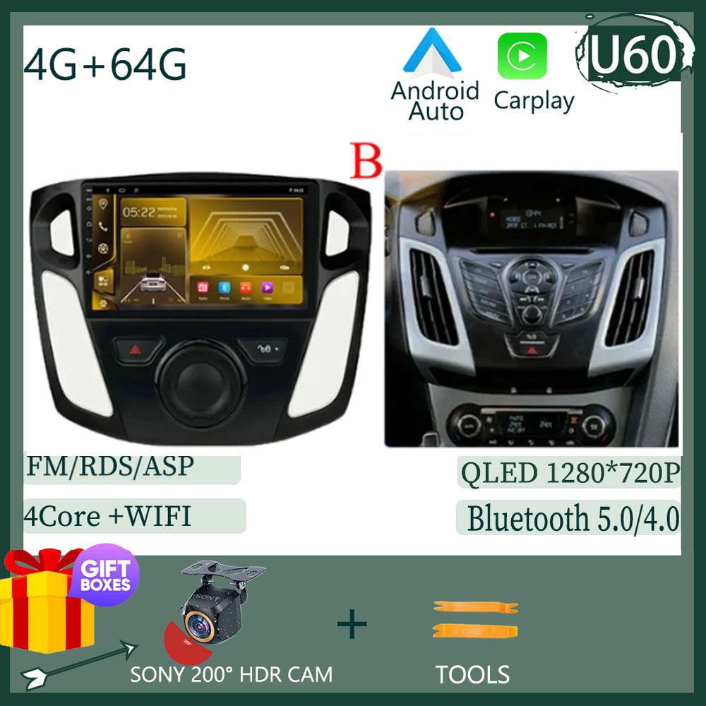 Android 14 Head Unit For Ford Focus 3 Mk 3 2011 -2019 Car Radio Video Player GPS Stereo Navigation Auto Touch QLED Screen WIFI
