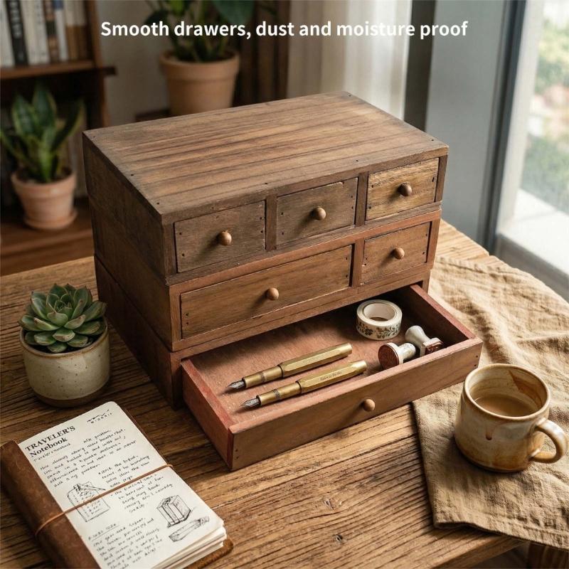 Holz Schreibtisch-Organizer Mit Mehreren Fächern Für Büros Heimdekoration Aufbewahrungsbox Für Schreibwaren Kosmetik