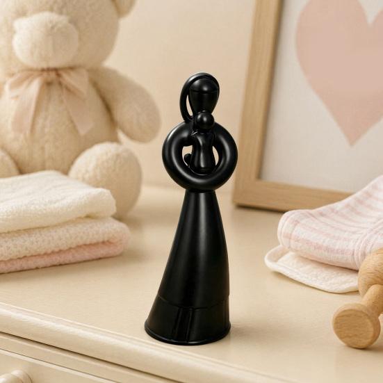 yangyizhi 3D Printed Mother and Child Sculpture, Matte White Abstract Embrace Statue with Anti-Tipping Base, Minimalist Home Decor for Living