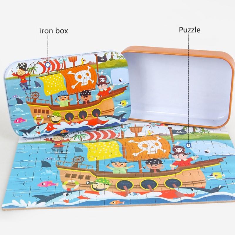 60dílné puzzle Montessori hry Kreslené zvíře Vozidlo Dinosauří puzzle pro děti Vzdělávací hračky Dětský vánoční dárek