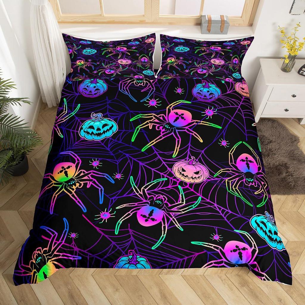 Pastel Pumpkin Bedding Set Spooky Pastel Halloween by patricia_lima - Spooky Ghosts Cotton Sateen Duvet Cover OR Pillow Shams