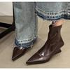 Woman Ankle Boots Four Seasons New Light Luxury Retro Temperament Pointed Toe Boots Niche Design Back Zipper Fashion Boots