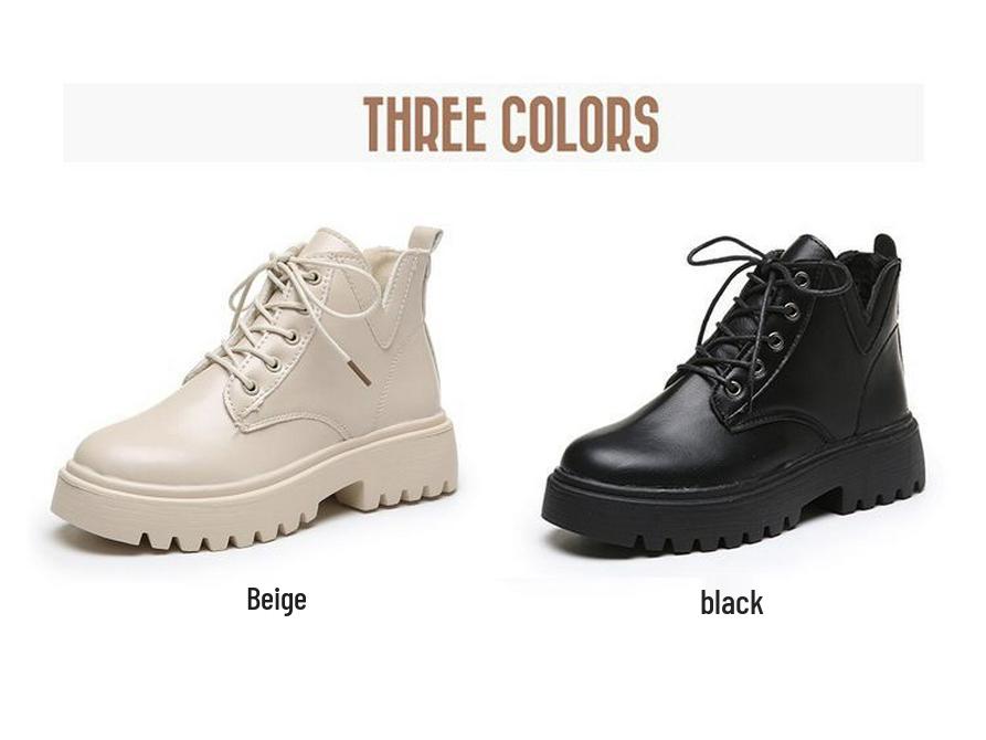 Dámské motocyklové boty Martin v britském stylu - Podzim/Zima, Prodyšné, Silná podrážka, Kotníkové boty s vysokým svrškem pro studentky