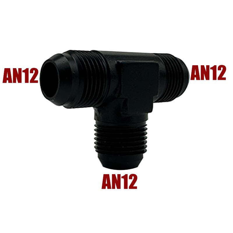 4AN 6AN 8AN 10AN 12AN Hose Tee Connector Fitting Male To Male Female Tee On Side Thread Fitting Adapter Junction Coupler Black