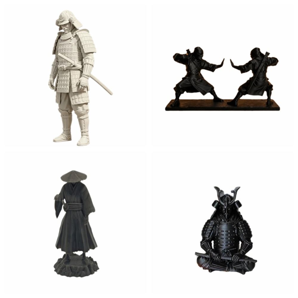 Dunkelstil Schwertkämpfer Figur Schreibtischornamente Samurai Skulptur Ninja Statue Heimdekoration