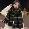 Korean Circle Yarn Plaid Scarf Women's Autumn and Winter Warm Atmosphere Versatile Senior Sense Cashmere Student Couple Scarf