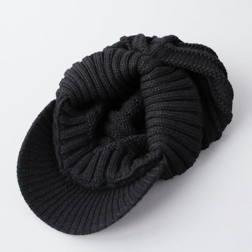 AVIREX Chunky Brimmed Knit Loose Knit Newsboy Cap for Men and Black Cap, Fit, Women, Winter,