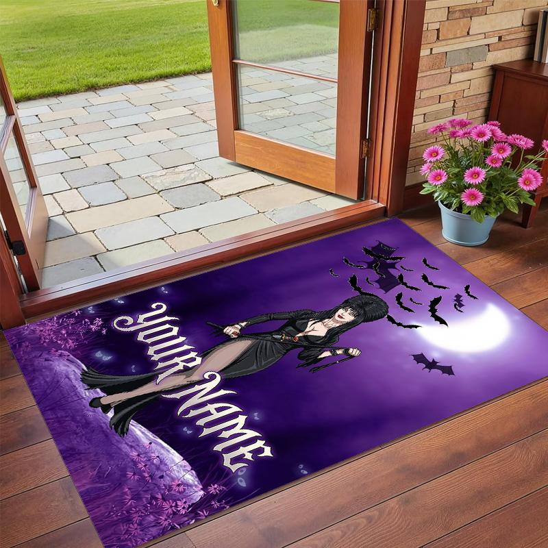 Crystal Velvet Rug Custom Name Text, Soft Non Slip Floor Mat Home DecorElvira Mistress of the Dark