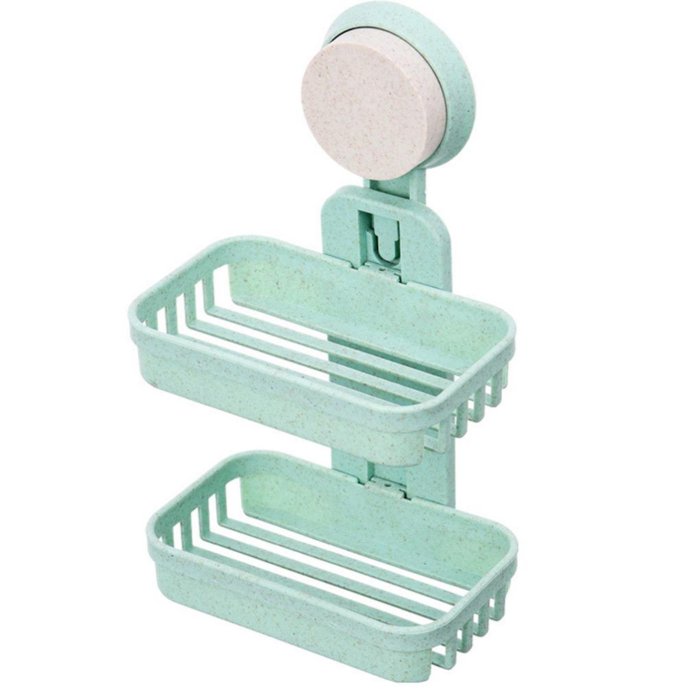 

Double Layer Soap Box Holder with Suction Cup for Bathroom Kitchen Home Nordic green#0