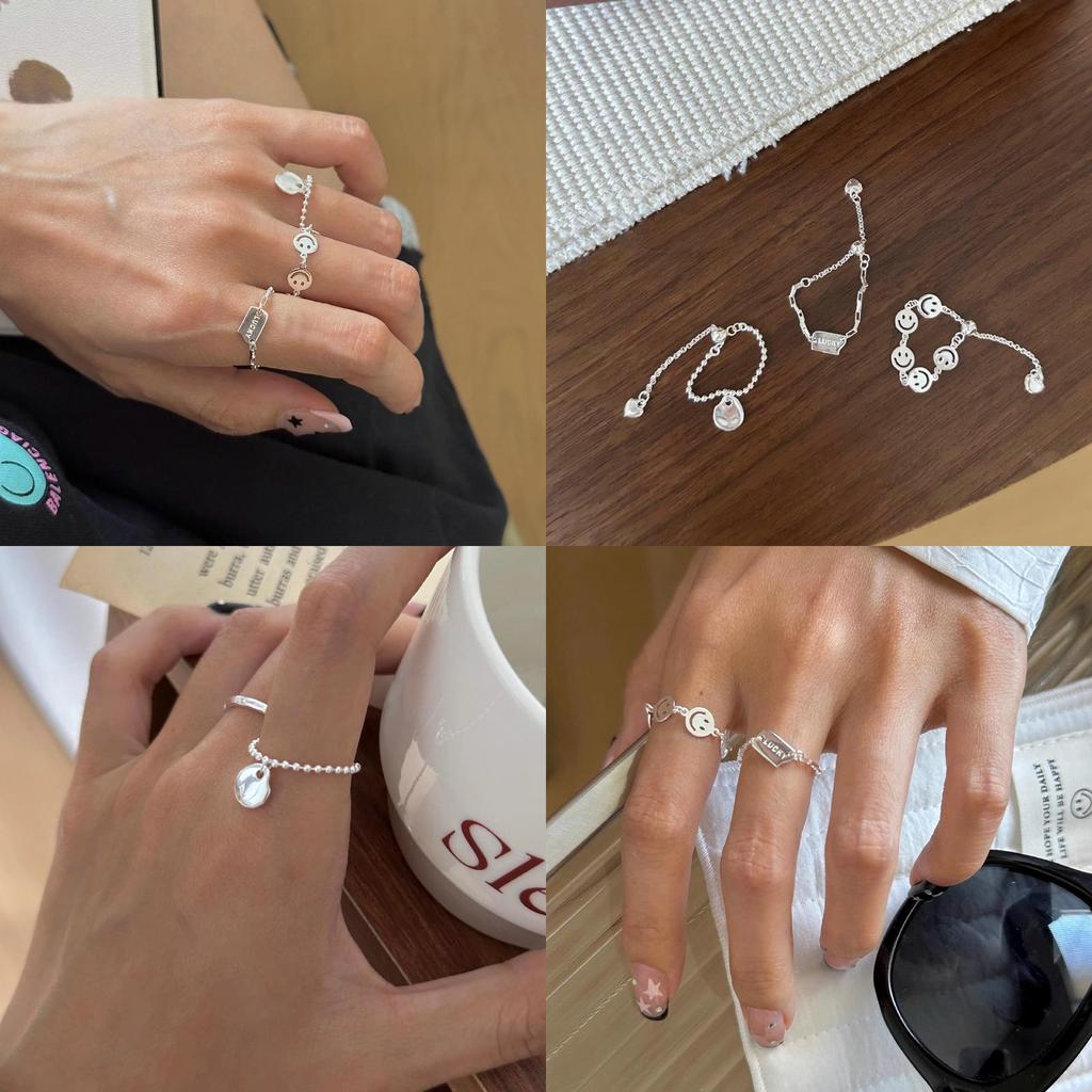 Stilvoller Koreanischer Geometrischer Verstellbarer Kupferring Für Frauen Perfekt Zum Schichten