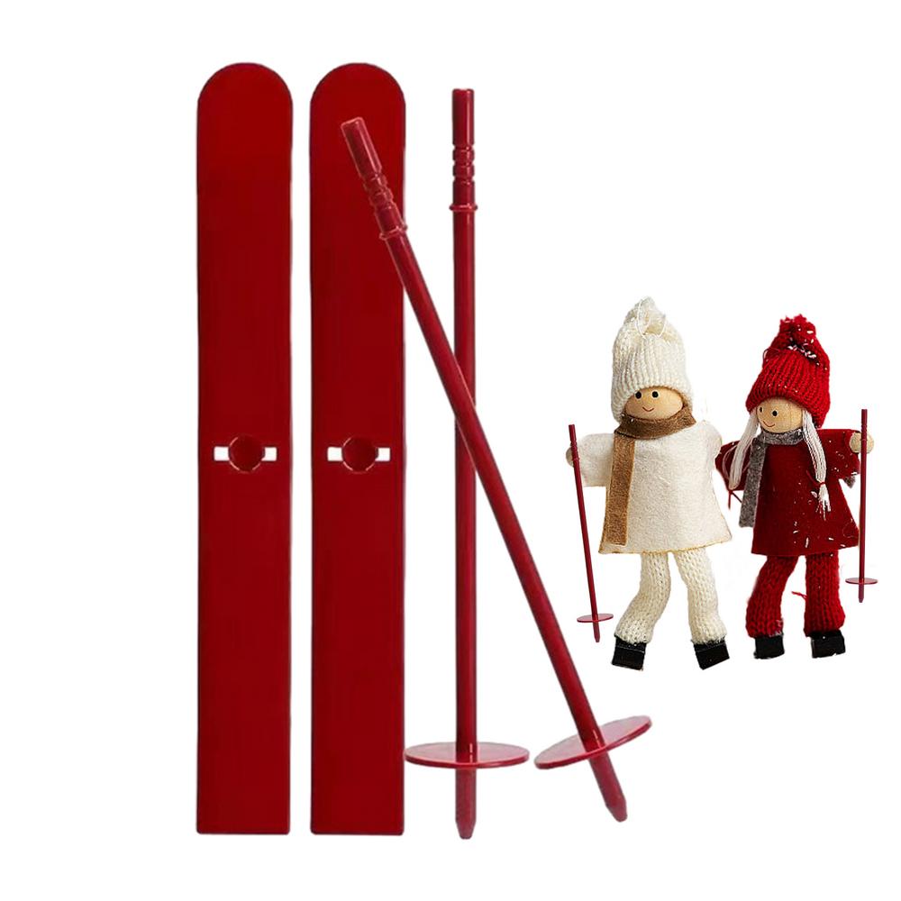 Snow Skis Decoration 2X Snowboard Props With Ski Poles Christmas Desktop Ornaments For Christmas Gnome And Christmas Decoration