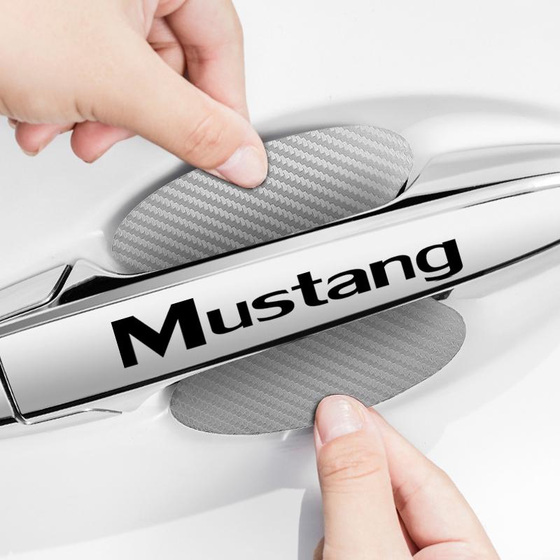 Car Door Sticker Carbon Fiber Scratches Auto Handle Protection Film For Ford Mustang Spoiler Shelby GT 350 500 Cobra E Focus 2 3 MK3 Kuga
