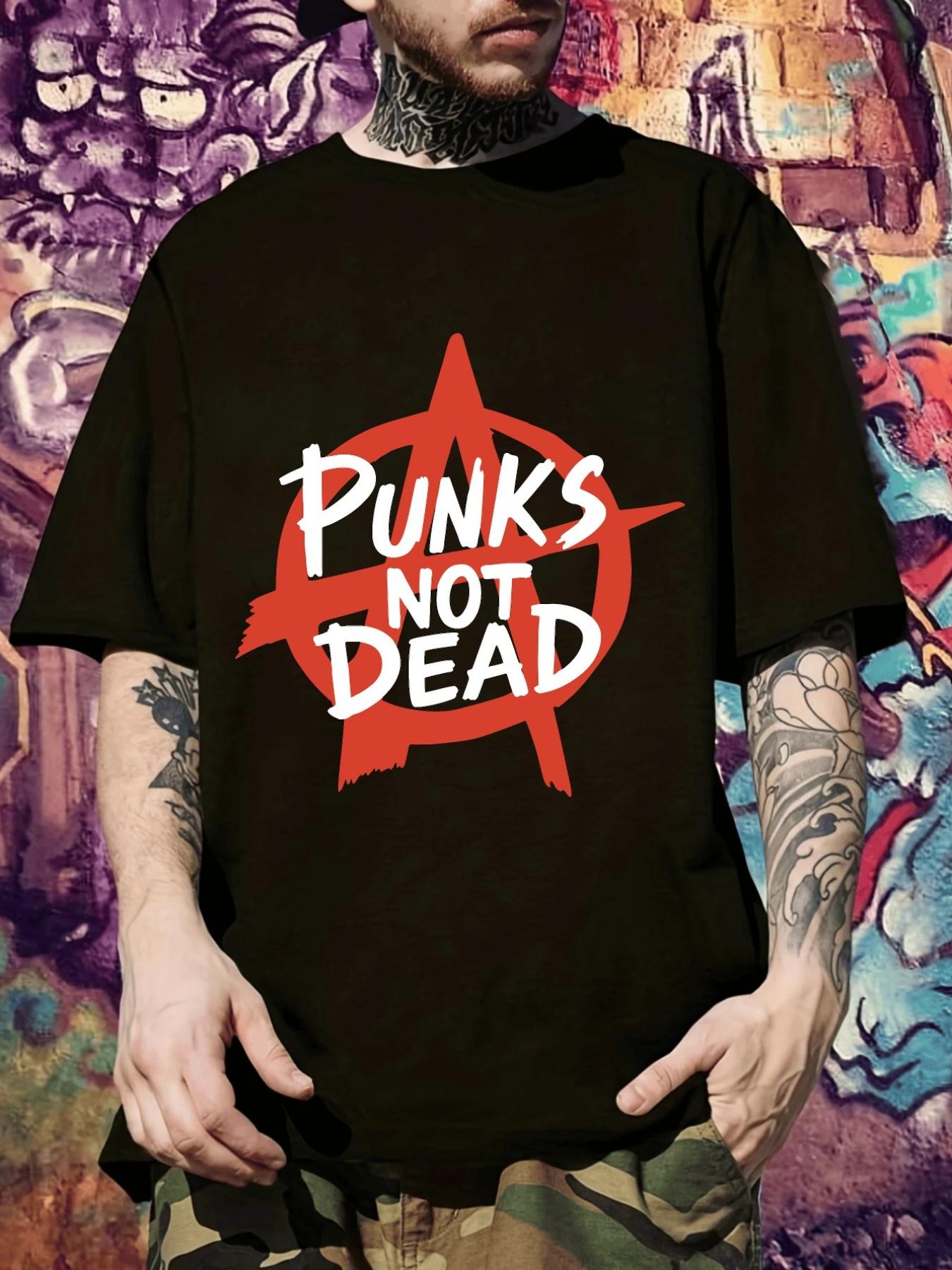 Punk s Not Dead Graphic T-shirt - Bold Statement Tee in Black with Red & White Lettering - Soft Breathable Fabric for Concerts XXL