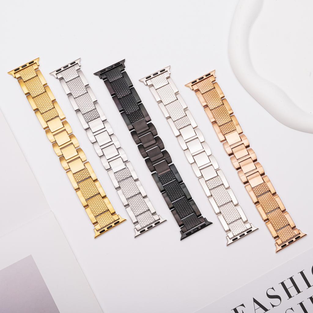 3-Bead Watch Strap for Apple Watch Series 10 9 8 7 SE 6 5 4 3 2 1 42mm 41mm 40mm 38mm Stainless Steel Wrist Band