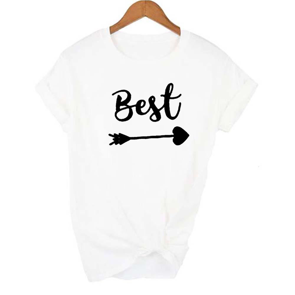 1Pcs Best Friends T Shirt Women Summer Short Sleeve Round Neck Sister Bff Friend Gift Top