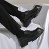 2025 Autumn New Fashion Business Dress Casual Big Head Leather Shoes Men's Platform Height Increase Versatile Trend Derby Shoes