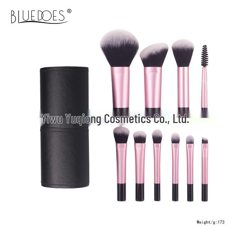 Crystal Handle 10-Piece Mini Makeup Brush Set: Portable Travel Contouring, Eyeshadow & Powder Beauty Tools.