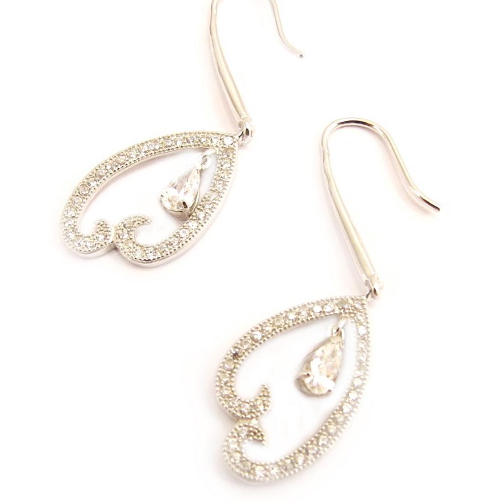 Les Trésors De Lily [L5033] - Silver Earrings 'Love' Silver White (rhodium-plated) - 40x12 Mm