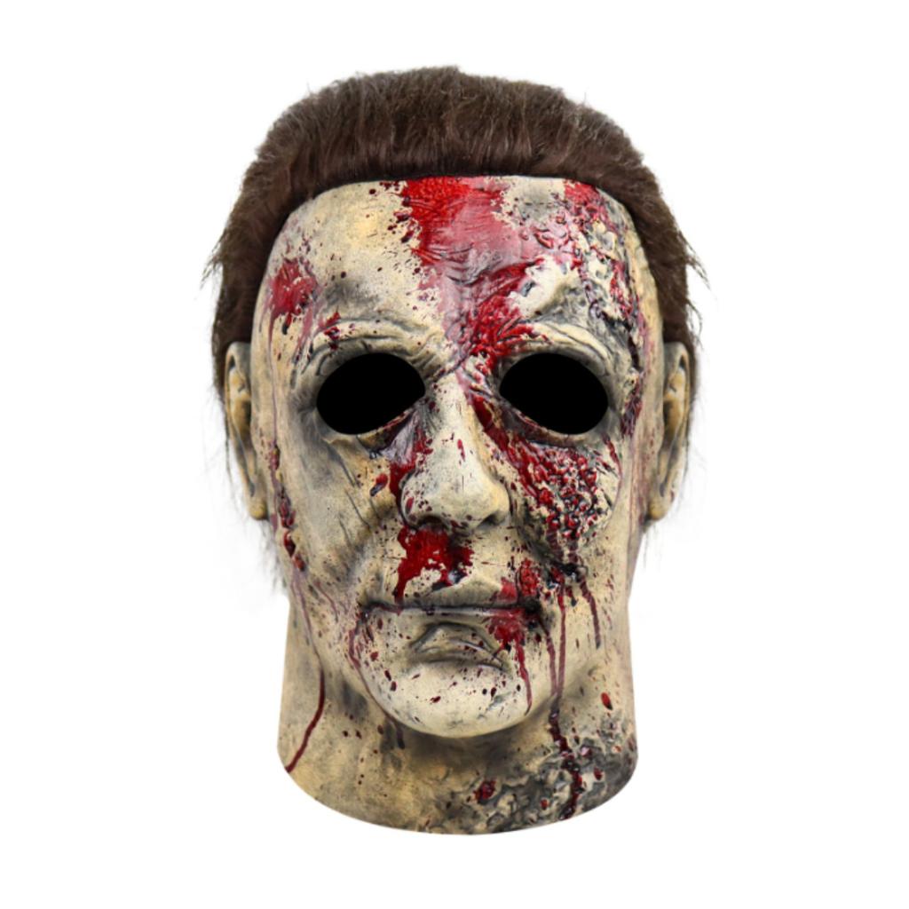 Latex Full Head Horror Mask Moonlit Pale Slasher Realistic Gore Effect For Halloween Party Haunted House Cosplay For Adults